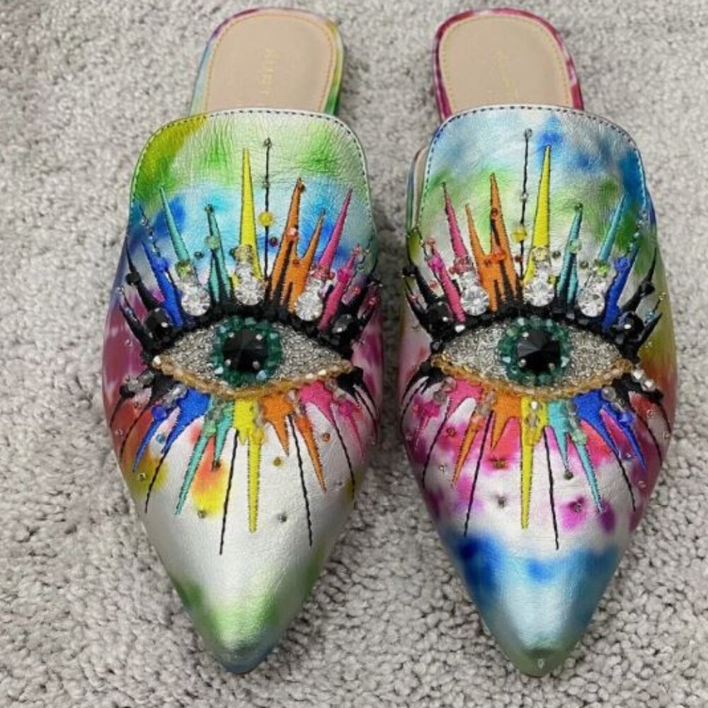 Kurt Geiger Mules - Olive Eye - Rhinestone Embellished - Pre-owned - EU 39 $125